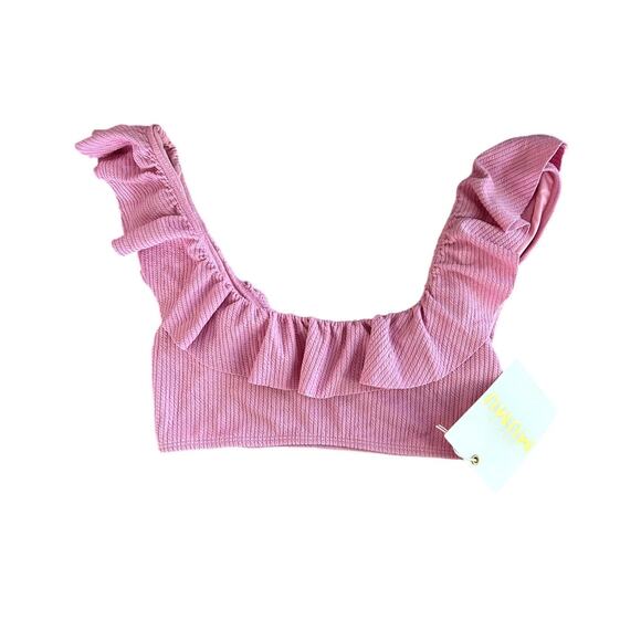 Show Me Your Mumu Formentera Bikini Top in Pink Sands Rib Scrunch XS NWT - Picture 3 of 5